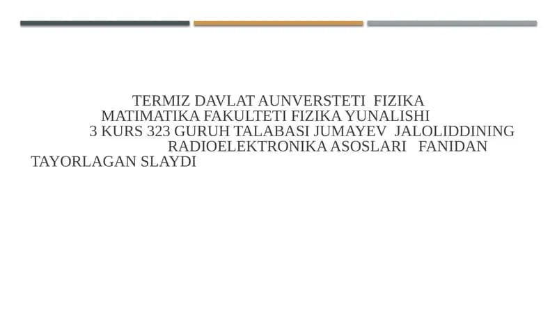 Radioelektronika fanidan taqdimot