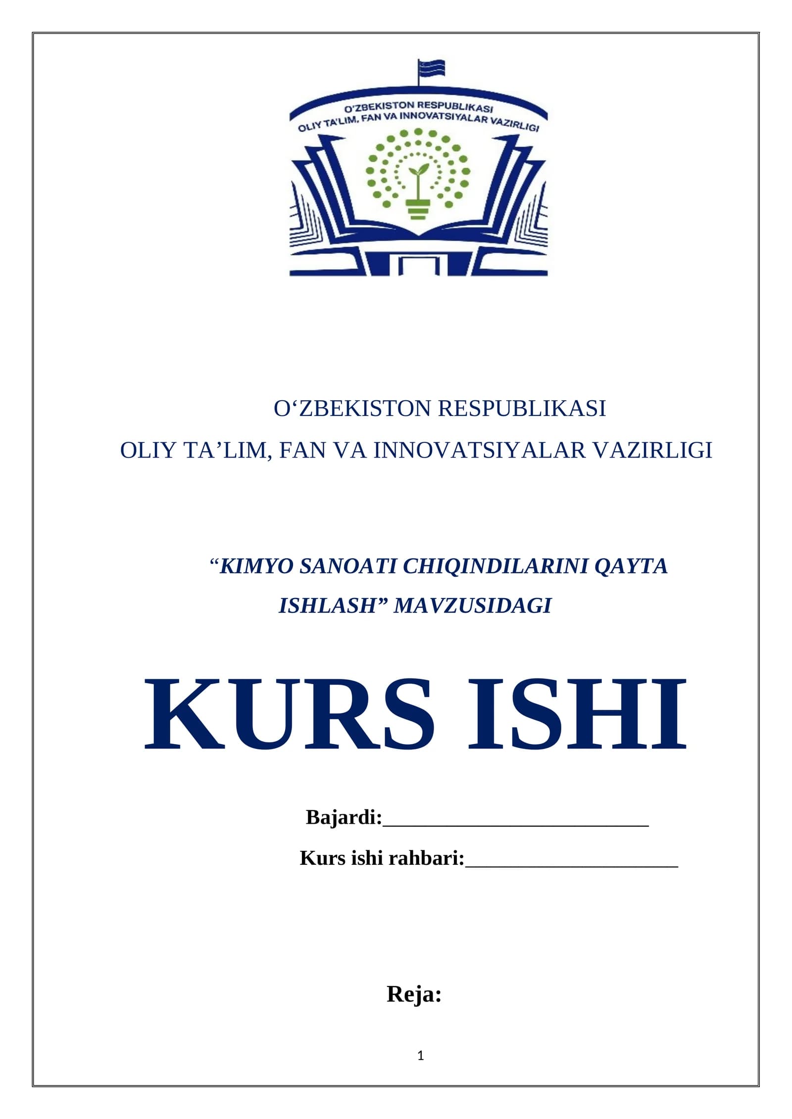 KIMYO SANOATI CHIQINDILARINI QAYTA ISHLASH