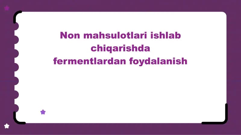 Fermentlar bilan Nonmahsulotlari ishlab chiqarish
