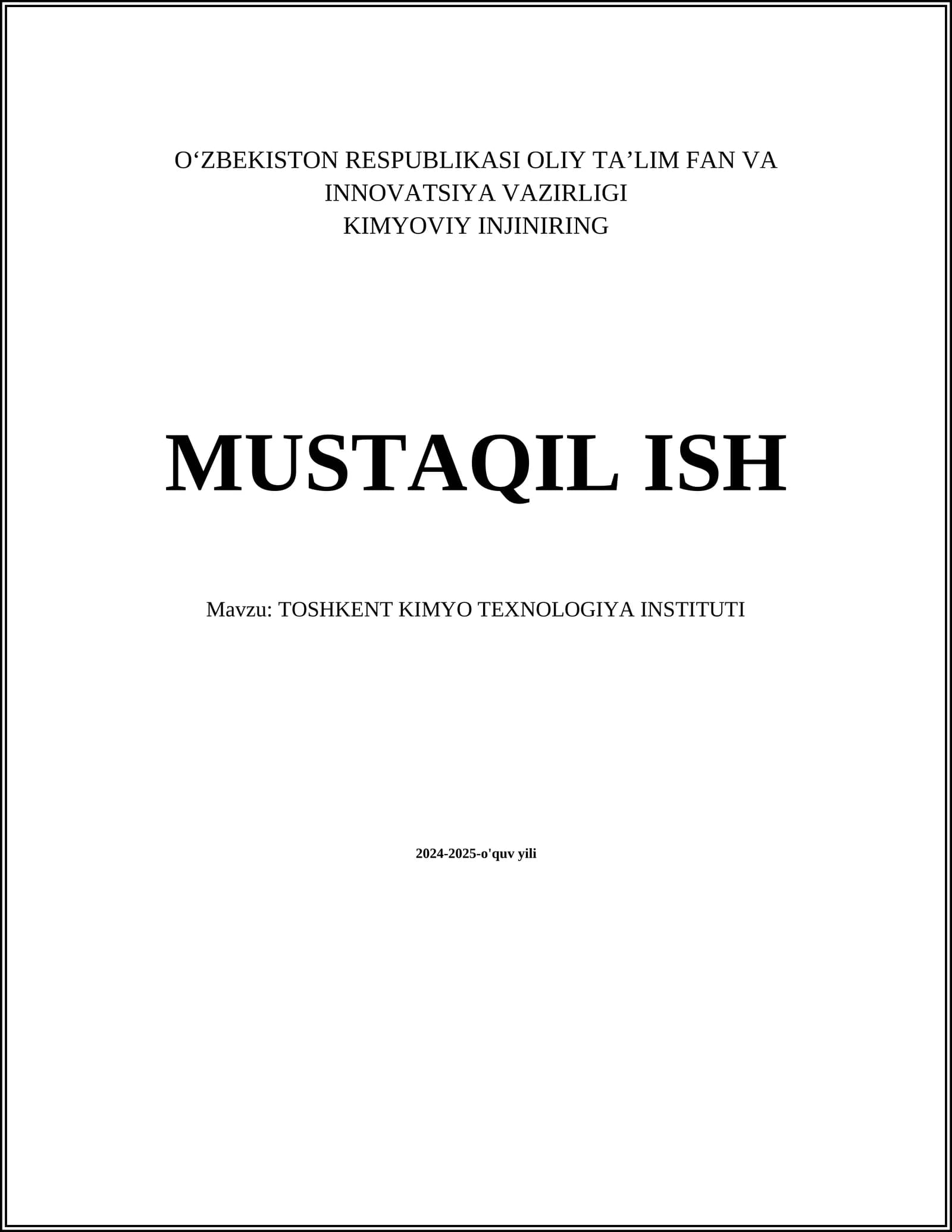 Toshkent Kimyo Texnologiya Instituti