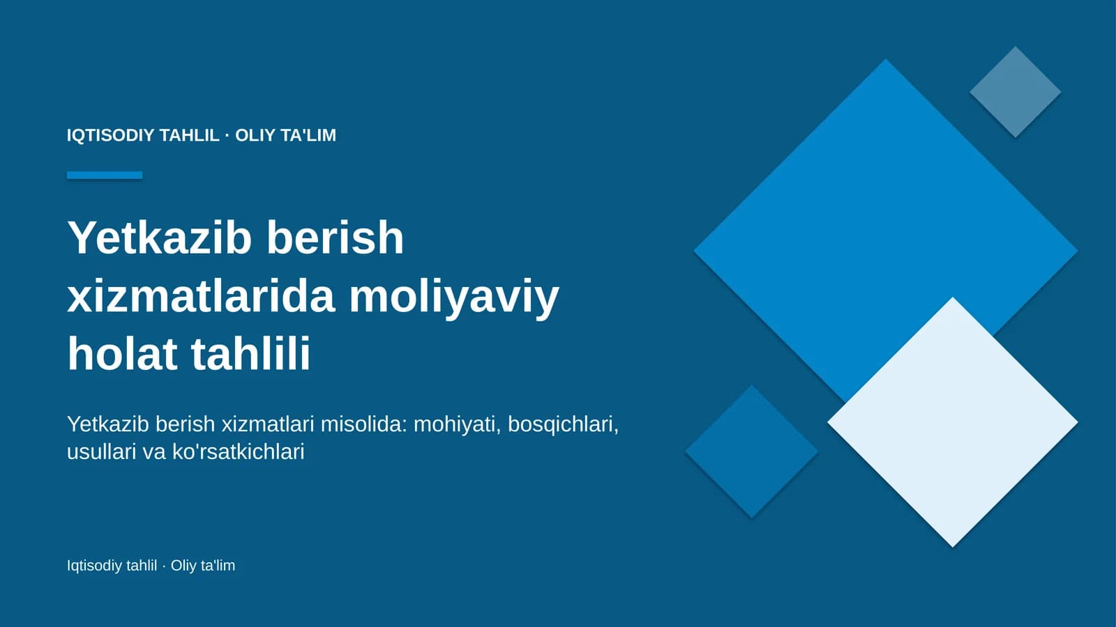 Yetkazib berish xizmatlarida moliyaviy holat tahlili