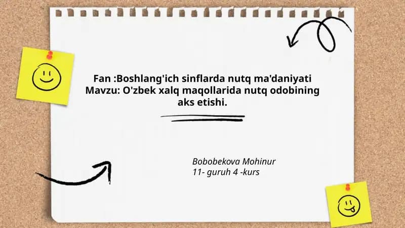 O'zbek xalq maqollarida nutq odobining aks etishi