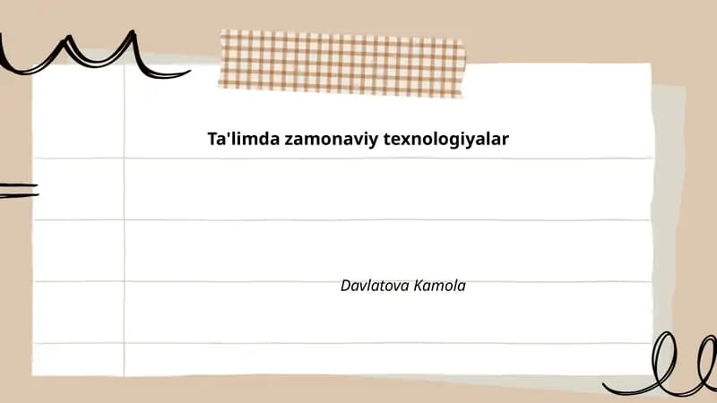 Ta'limda zamonaviy texnologiyalar