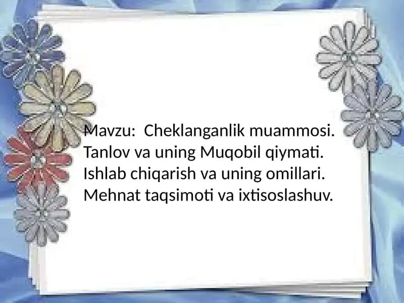 Cheklanganlik muammosi