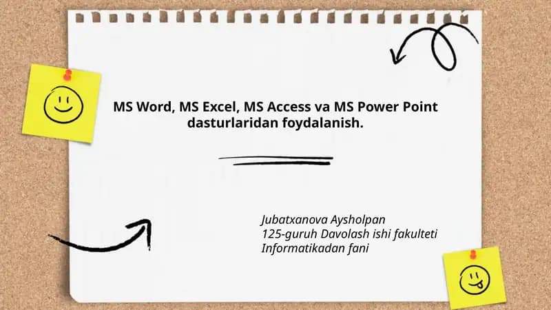 MS Word, MS Excel, MS Access va MS Power Point