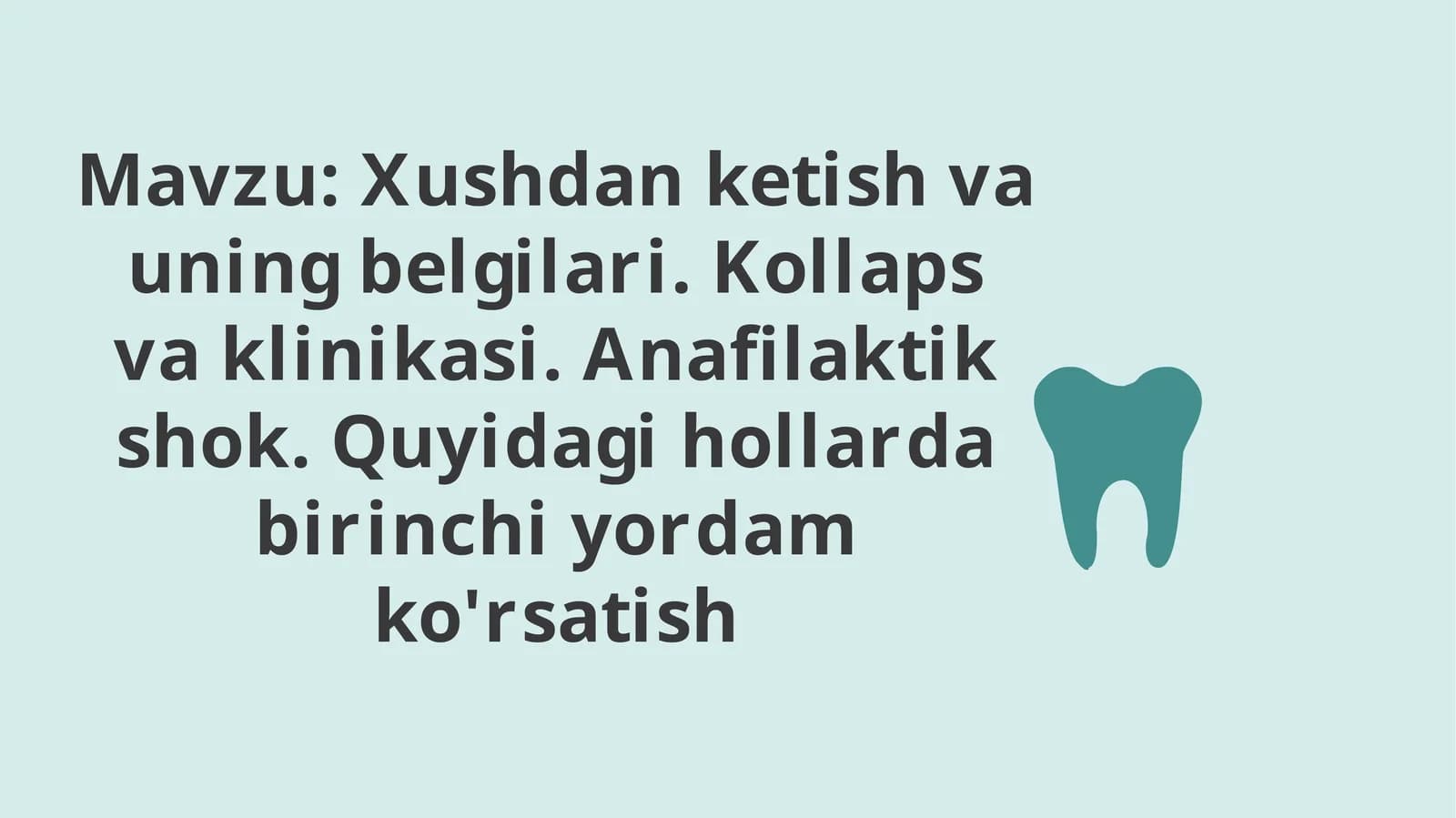 Xushdan ketish va uning belgilari