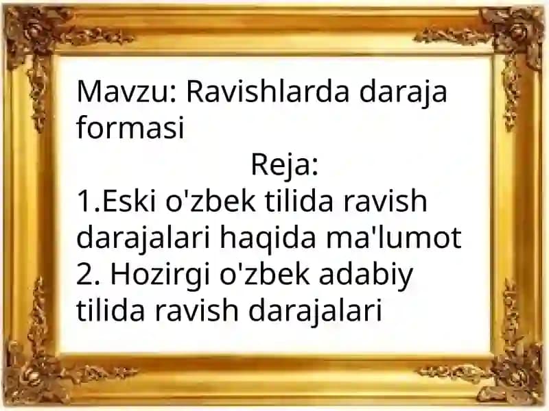 Ravishlarda daraja formasi