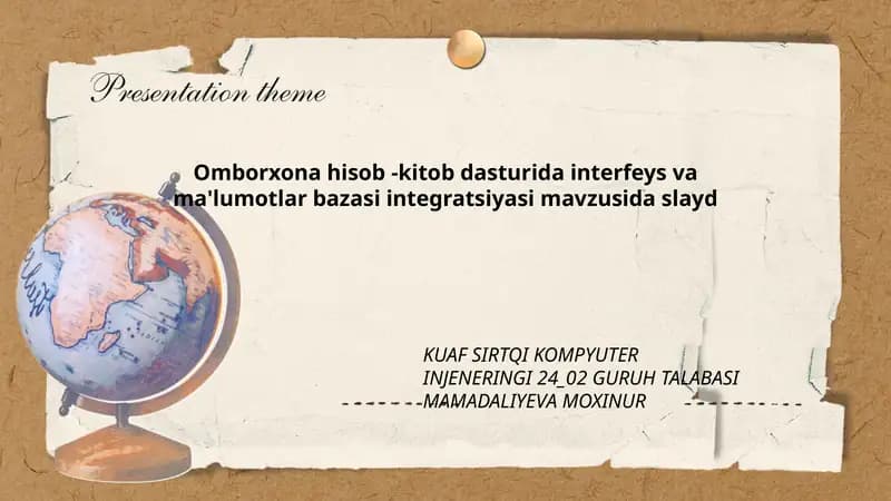 Omborxona hisob-kitob dasturida interfeys va ma'lumotlar bazasi integratsiyasi