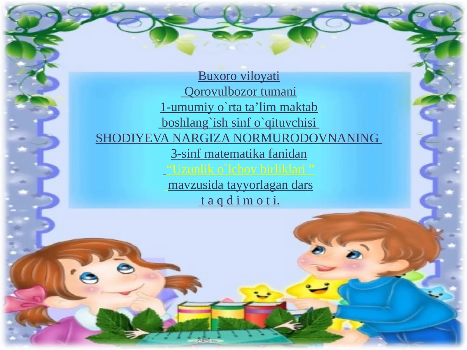Uzunlik O`lchov Birliklari