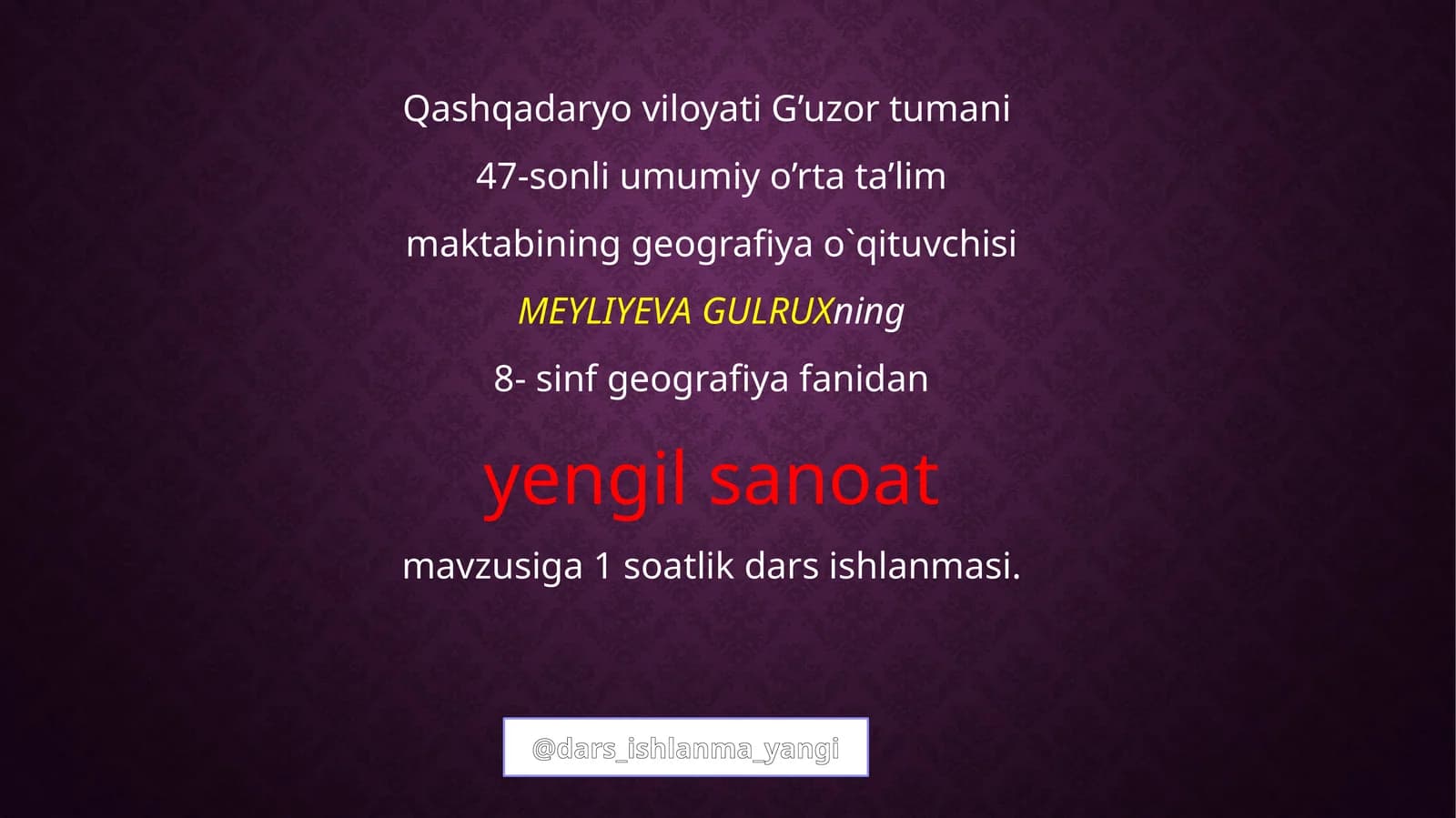 8-sinf geografiya fanidan Yengil sanoat mavzusi