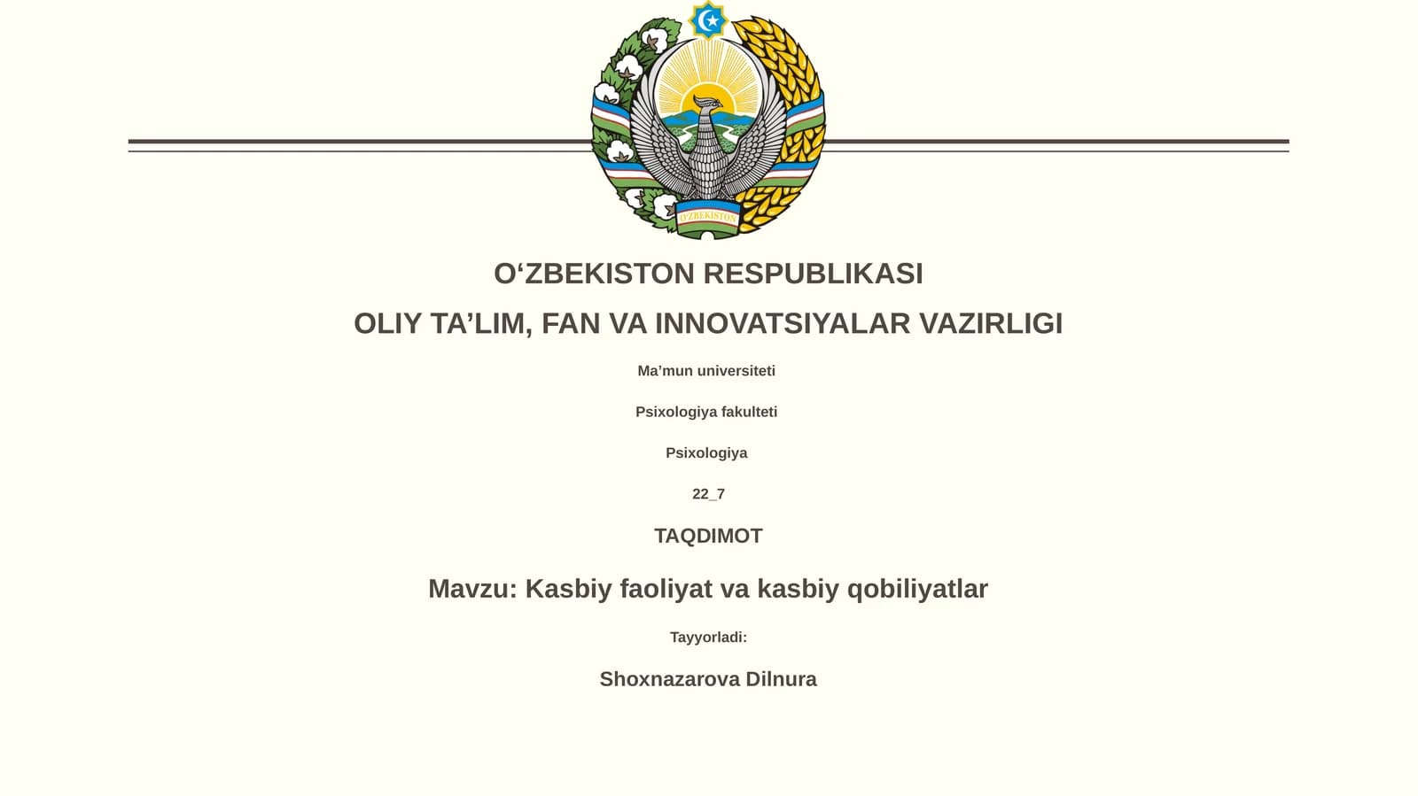 Kasbiy faoliyat va kasbiy qobiliyatlar