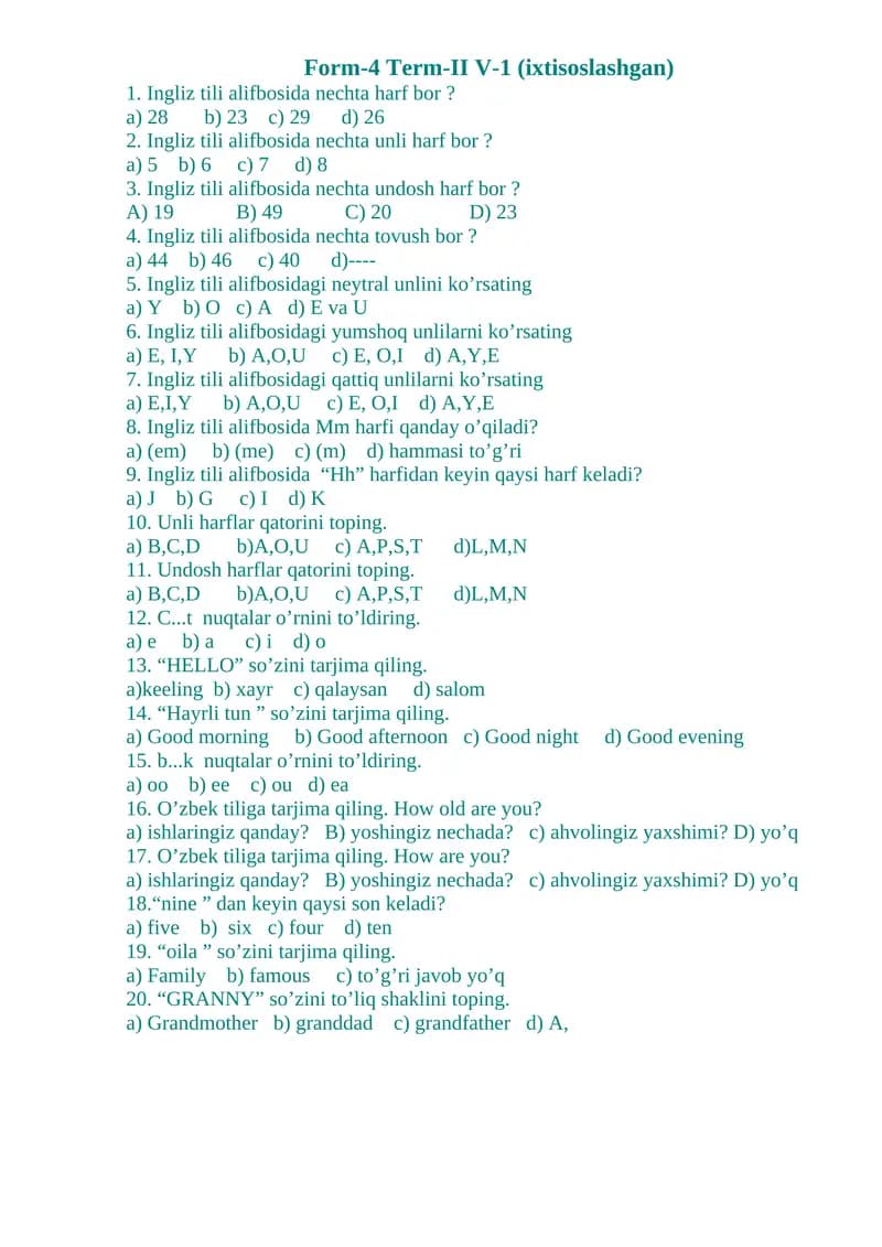 Form-4 Term-II V-1 (ixtisoslashgan)