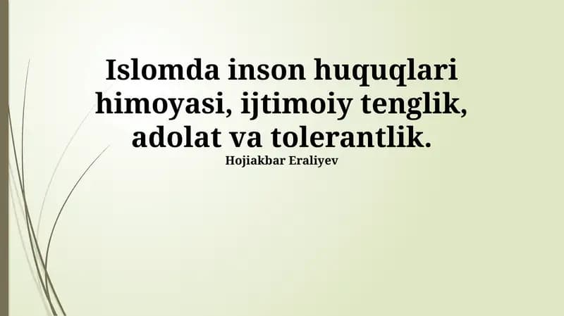 Islomda inson huquqlari va adolat
