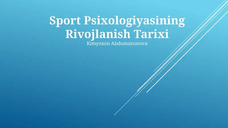 Sport Psixologiyasining Rivojlanish Tarixi