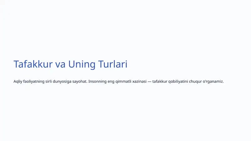 Tafakkur va Uning Turlari