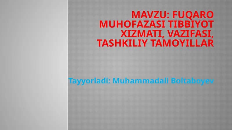Fuqaromuhofazasi Tibbiyot Xizmati