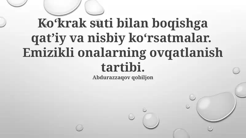 Emizikli bolalar uchun ovqatlanish tartibi