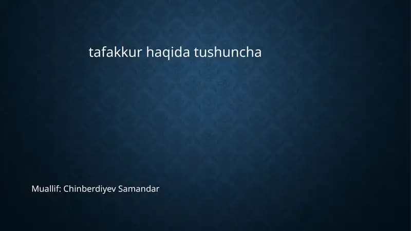 Tafakkur haqida tushuncha