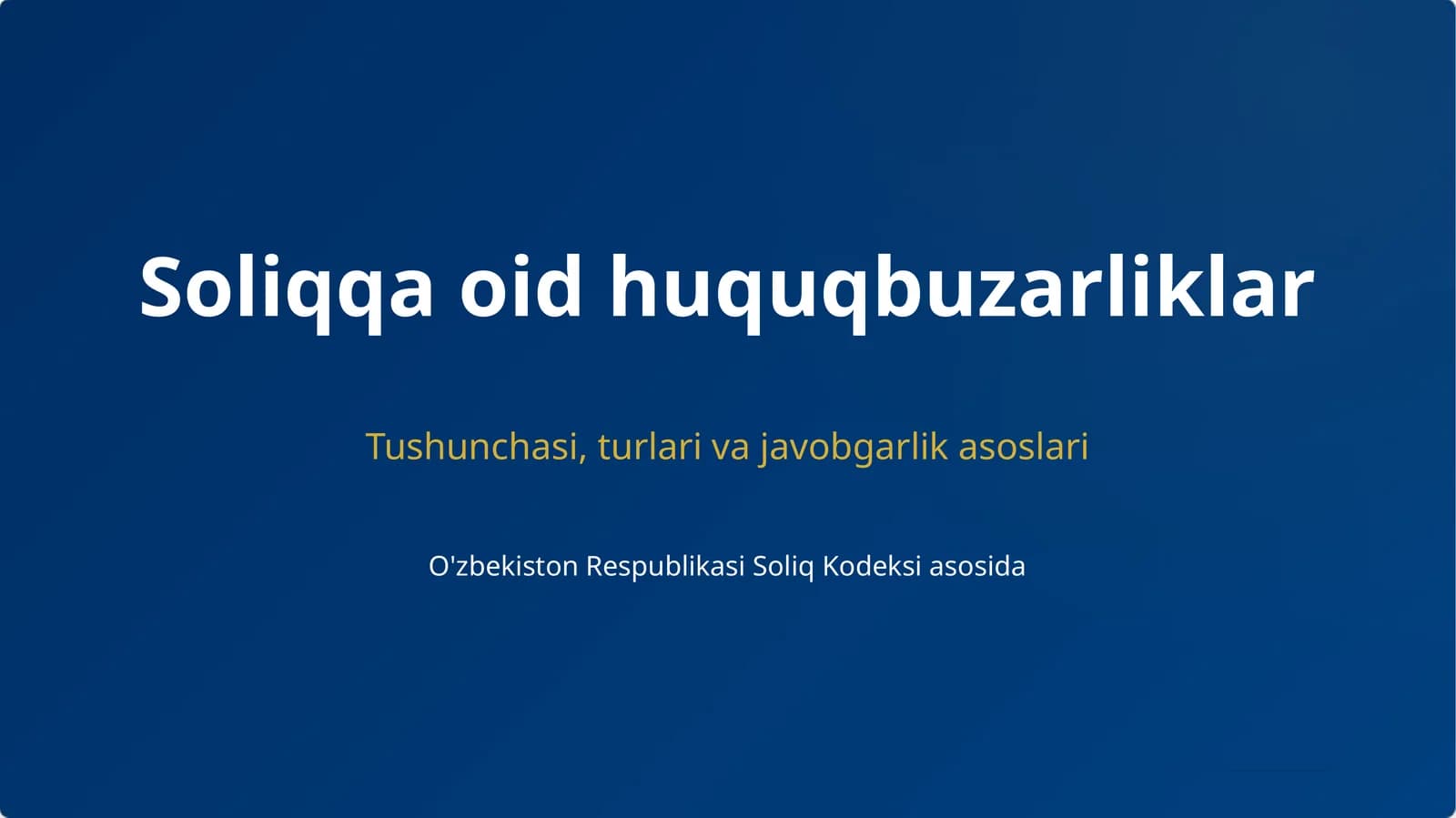 Soliqqa oid huquqbuzarliklar
