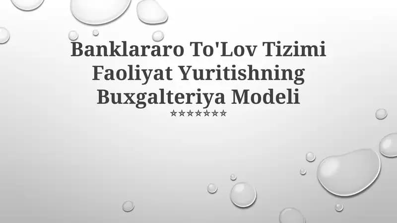 Faoliyat Yuritishning Buxgalteriya Modeli