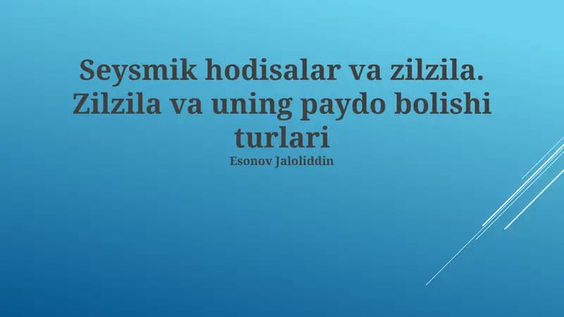 Yer silkinishlari va zilzilalar