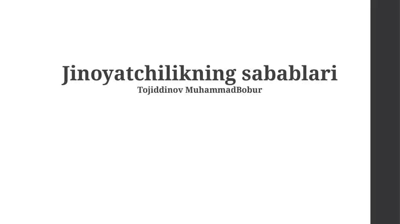 Jinoyatchilikning sabablari