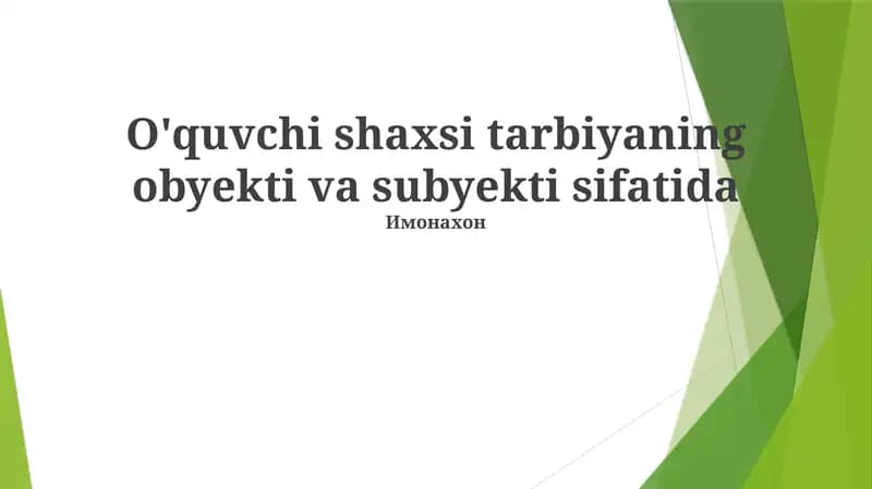 Talaba Sub'ekti: Faol O'rganish va Kuchlanish