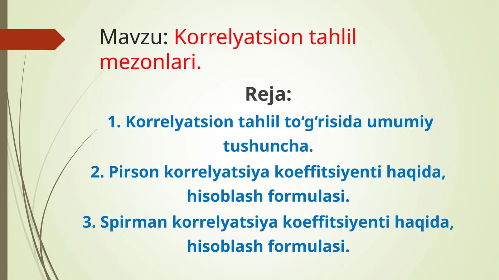 Korrelyatsion tahlil mezonlari