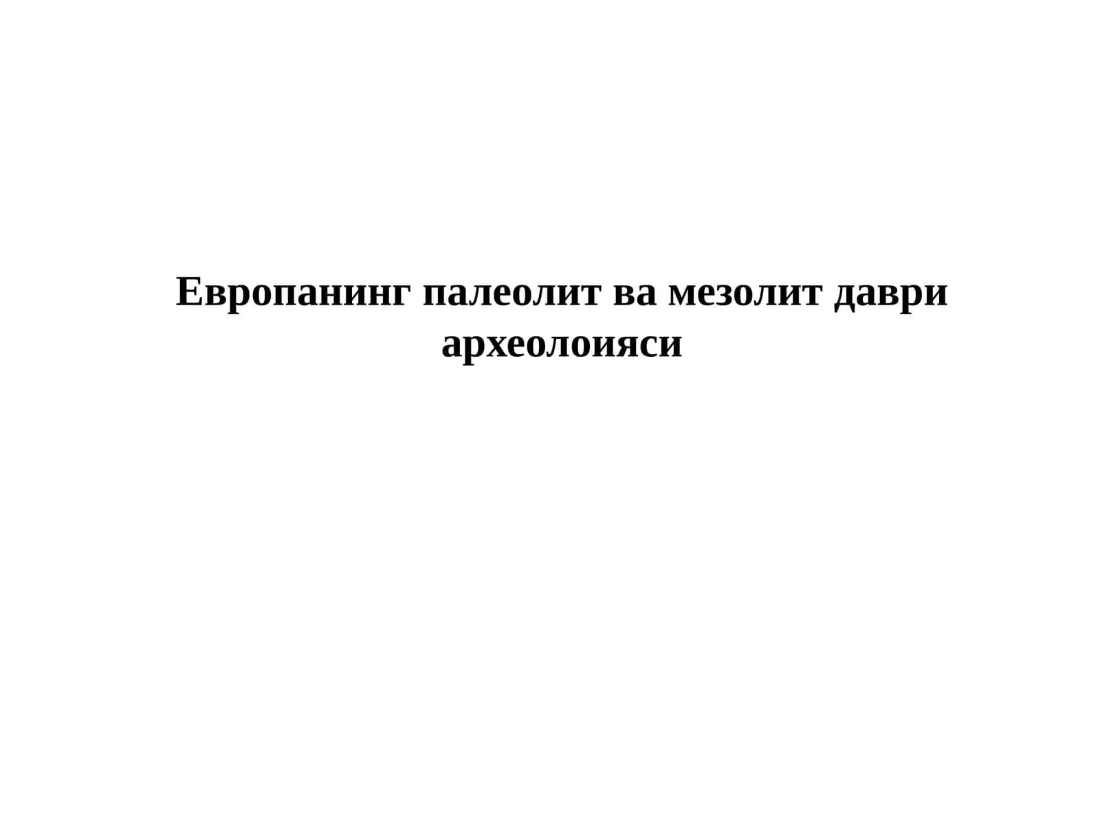 Европанинг палеолит ва мезолит даври археолоияси