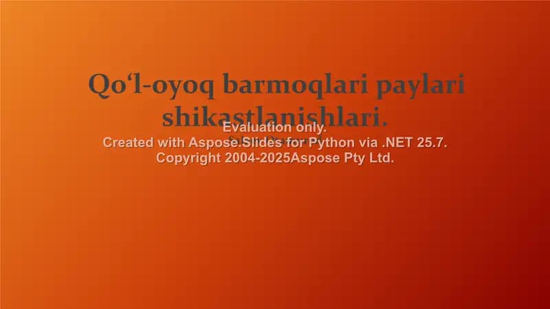 Qo‘l-oyoq barmoqlari paylari shikastlanishlari
