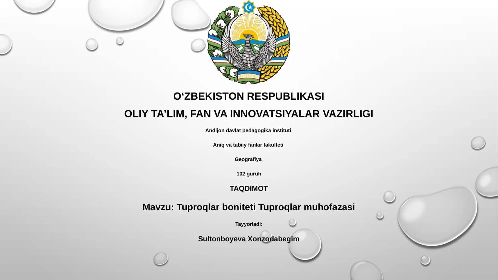 Tuproqlar boniteti Tuproqlar muhofazasi