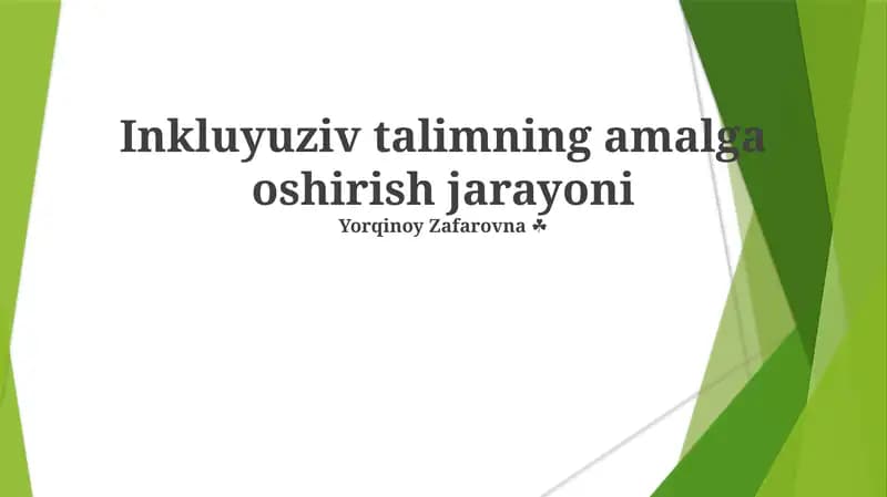 Inkluyuziv talimning amalga oshirish jarayoni