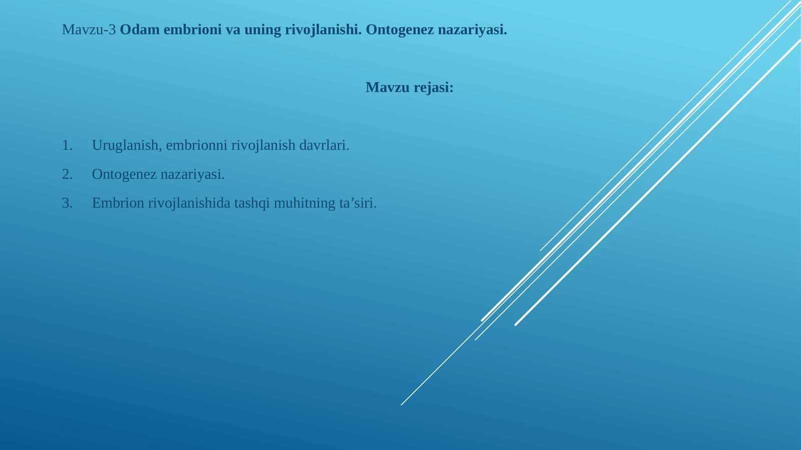 Одам embrionining rivojlanishi