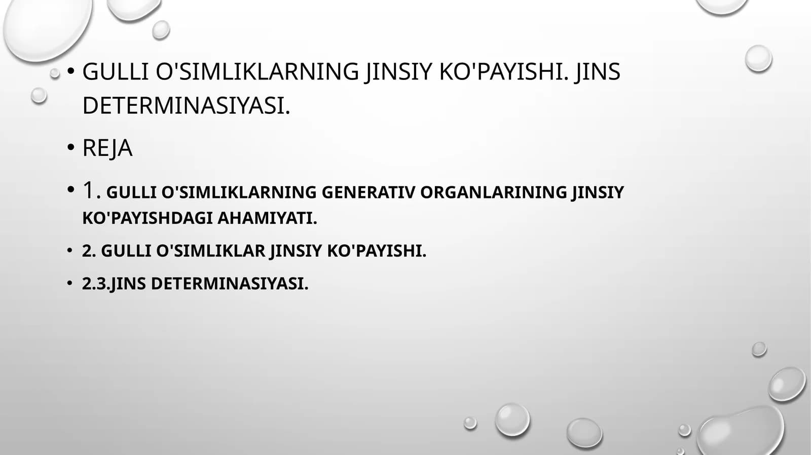Gullio'simliklarningjinsiyko'payishi.Jinsdeterminasiyasi