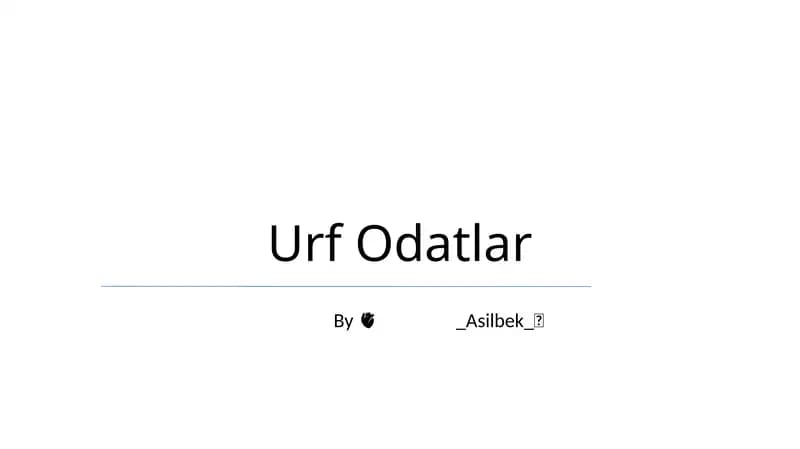 Urf Odatlar