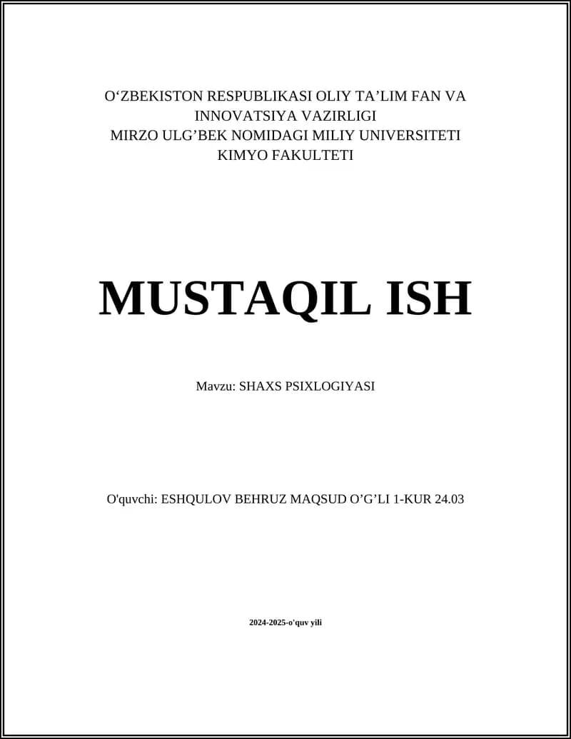 SHAXS PSIXLOGIYASI