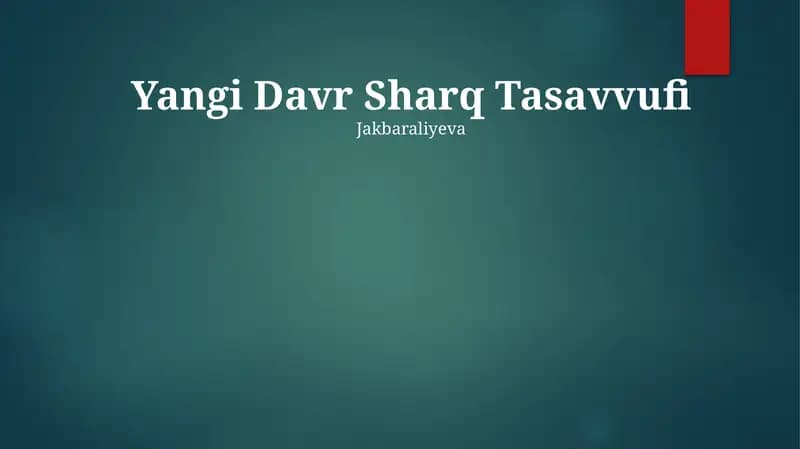 Yangi Davr Sharq Tasavvufi