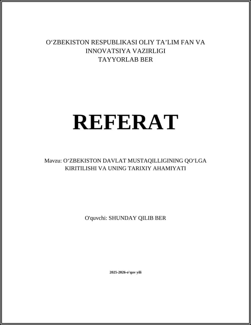 Oʻzbekiston Mustaqilligi va Tarixi
