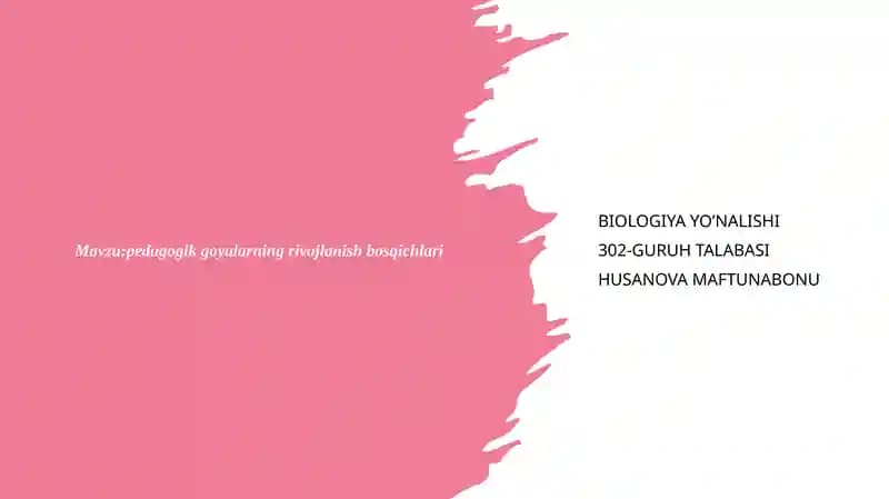 PEDAGOGIK G‘OYALARNING RIVOJLANISH BOSQICHLARI