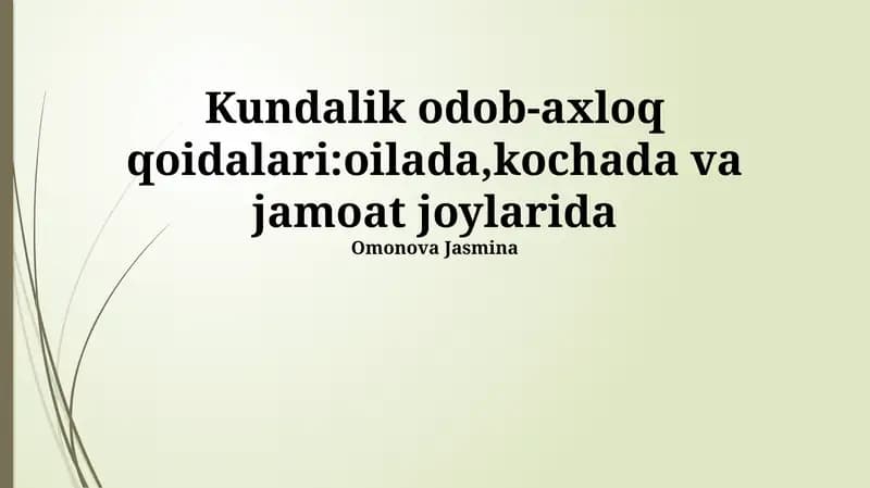 Kundalik odob-axloq qoidalari