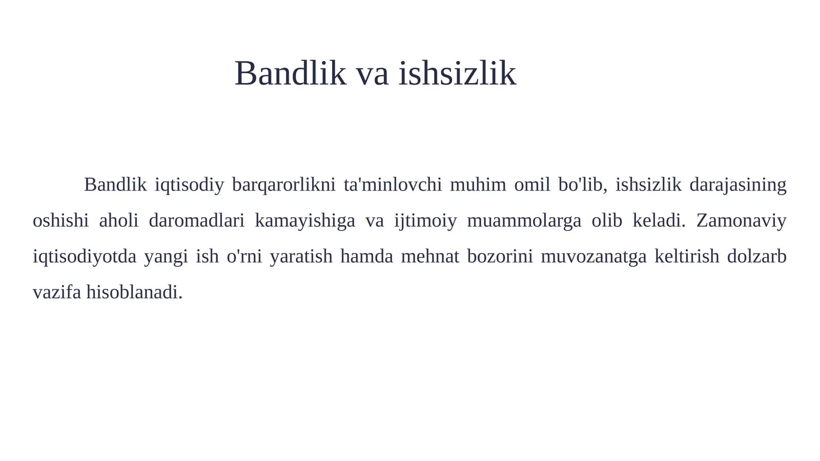 Bandlik va ishsizlik