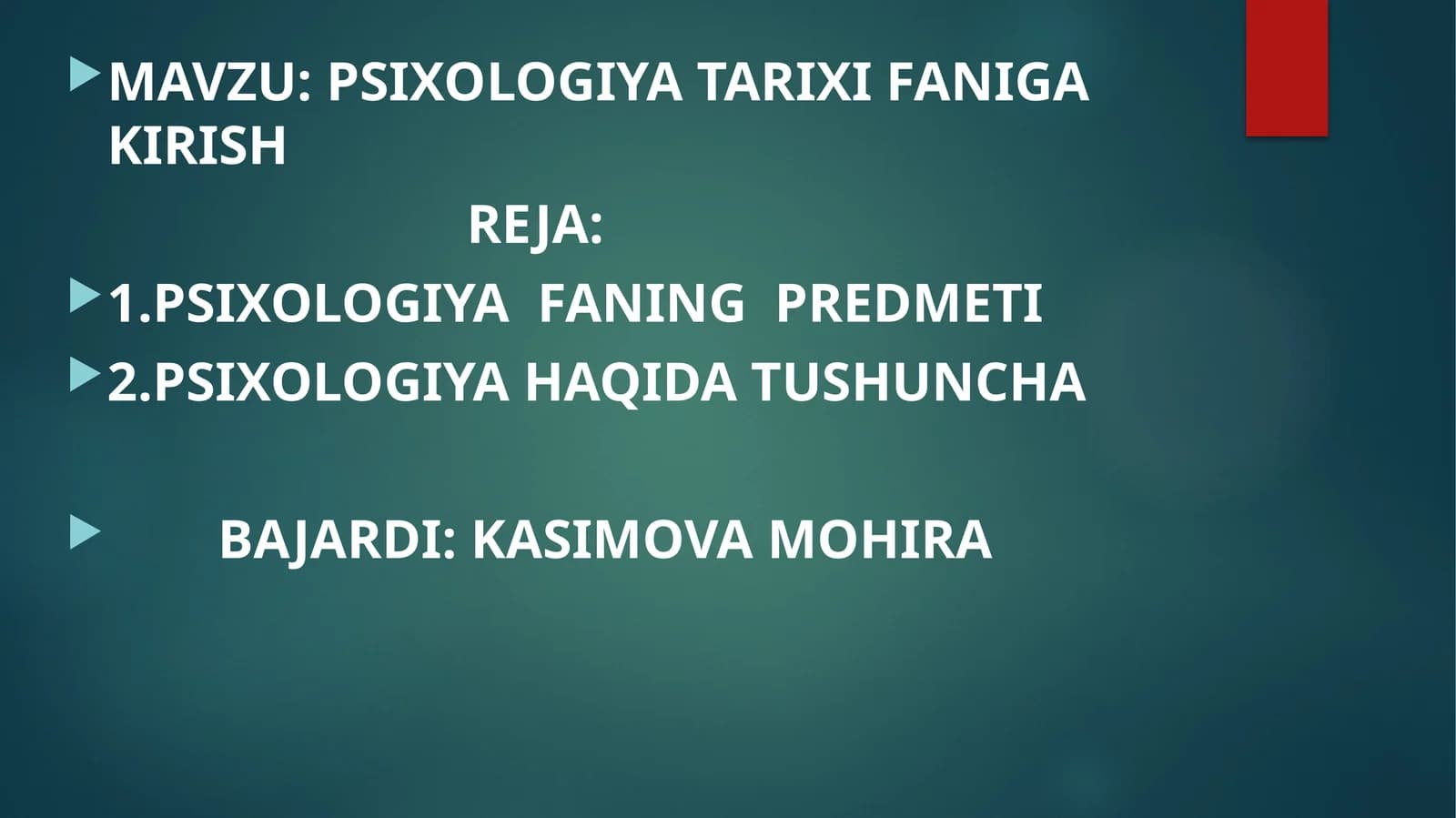 PSIXOLOGIYA TARIXI FANIGA KIRISH