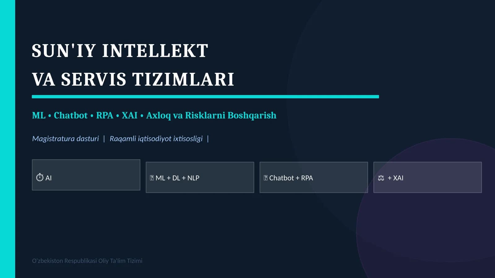 SUN'IY INTELLEKT VA SERVIS TIZIMLARI