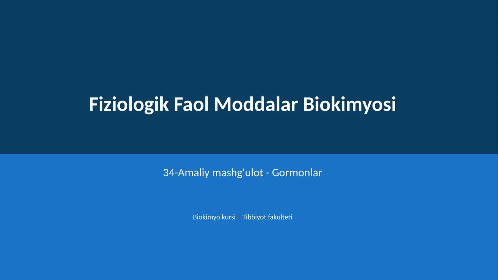 Fiziologik Faol Moddalar Biokimyosi