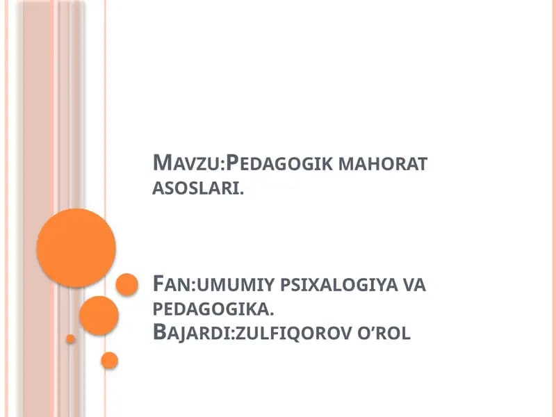 Pedagogik mahorat asoslari