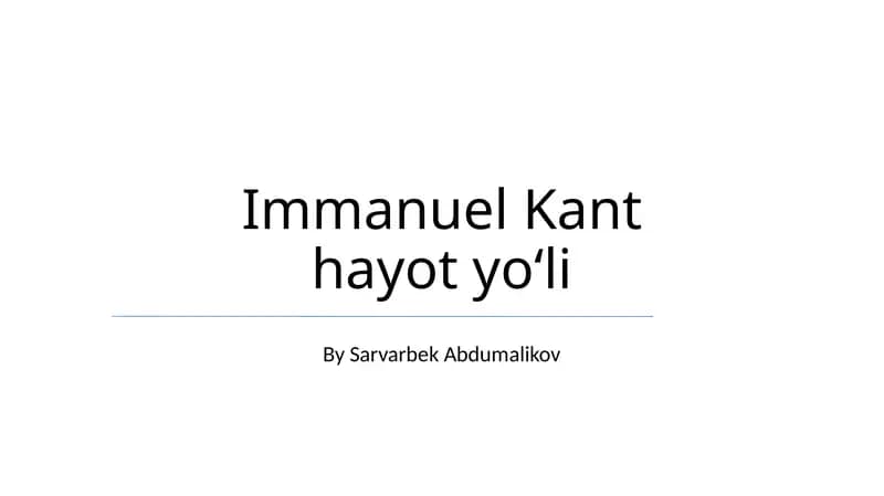 Immanuel Kant hayot yoʻli