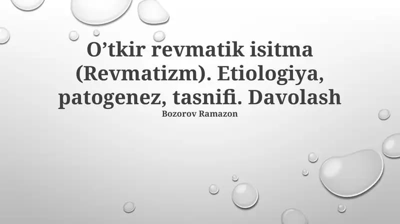 O’tkir revmatik isitma (Revmatizm)