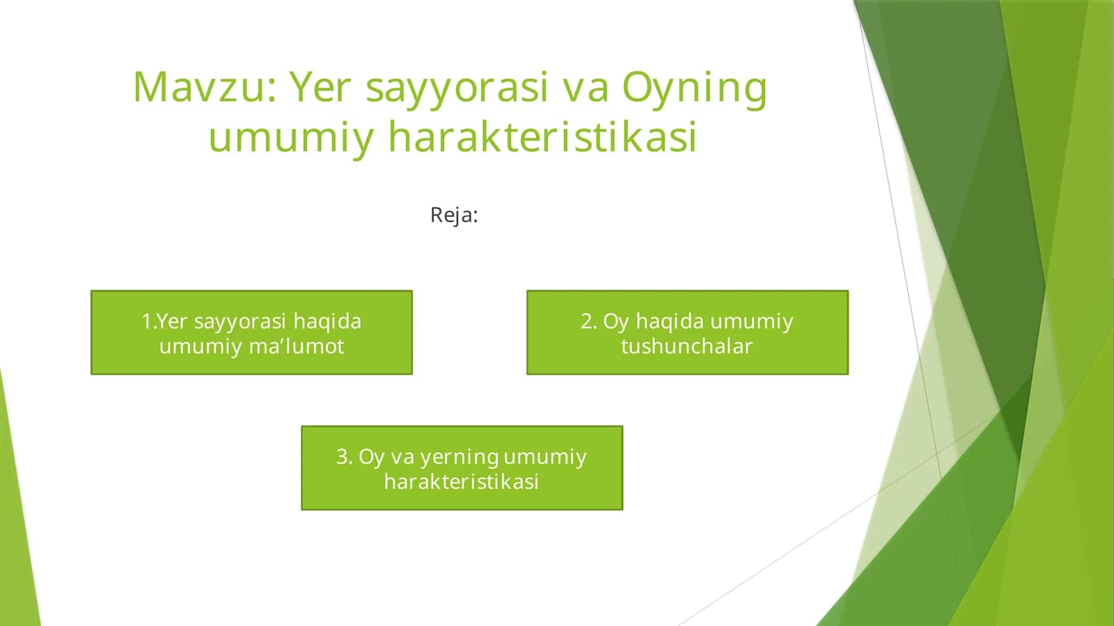Yer sayyorasi va Oyning  umumiy harakteristikasi