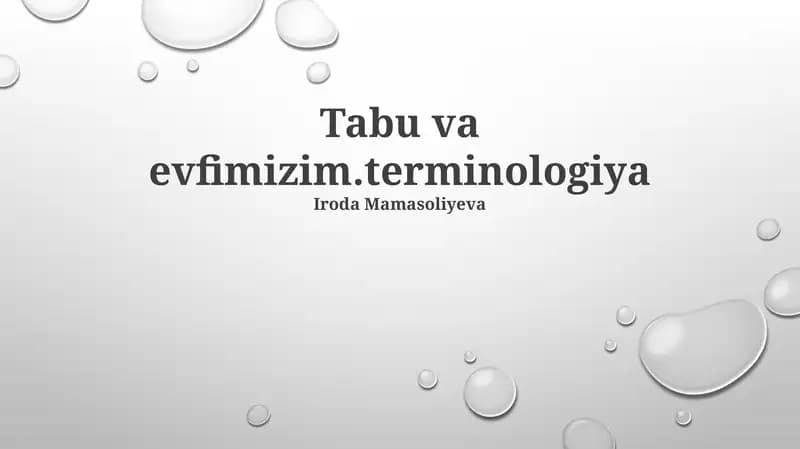 Tabu va evfimizim.terminologiya