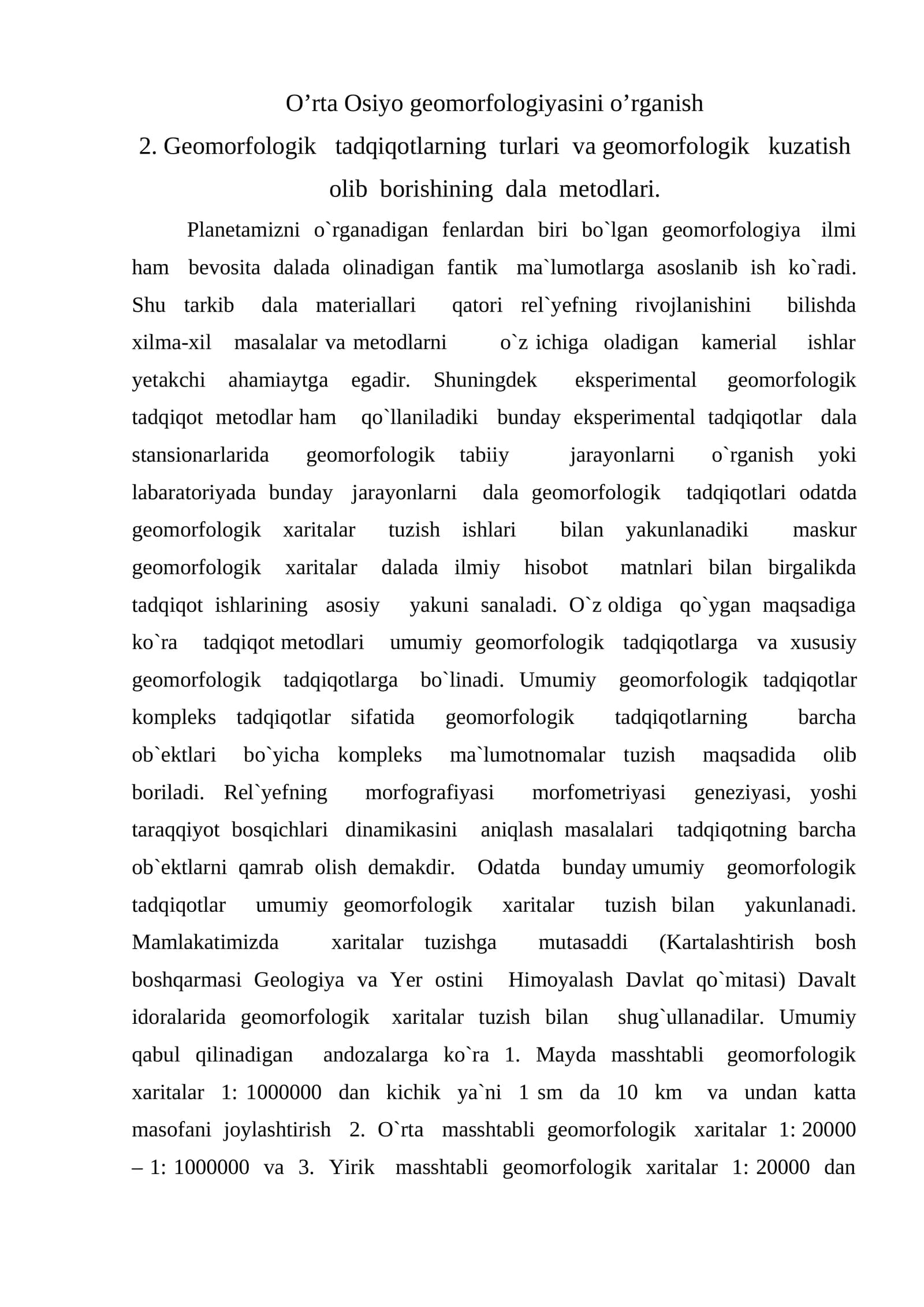 Geomorfologik tadqiqotlar